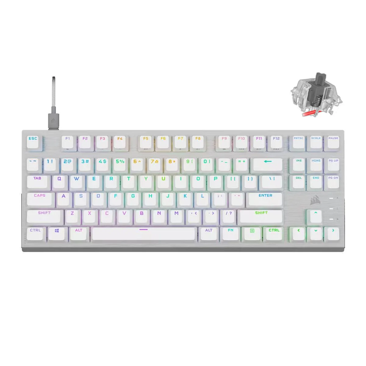 Corsair K60 Pro TKL RGB Tenkeyless Optical-Mechanical Gaming Keyboard (White) (Corsair OPX Switch)