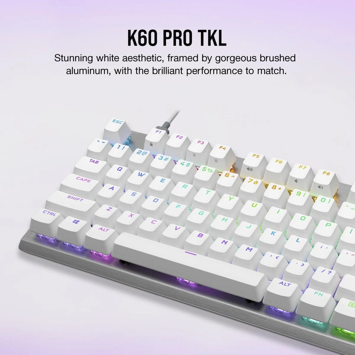Corsair K60 Pro TKL RGB Tenkeyless Optical-Mechanical Gaming Keyboard (White) (Corsair OPX Switch) - Image 15