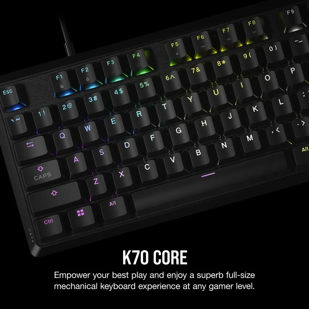 Corsair K70 Core RGB Mechanical Gaming Keyboard (Red Linear Switch) (Black) - Image 3