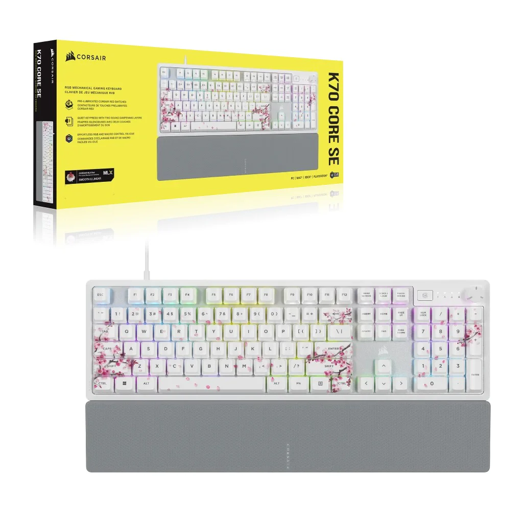 Corsair K70 Core SE RGB Mechanical Gaming Keyboard Cherry Blossom (MLX Red Pre-Lubed Mechanical Switches) (CH-9109C1E-NA) - Image 15