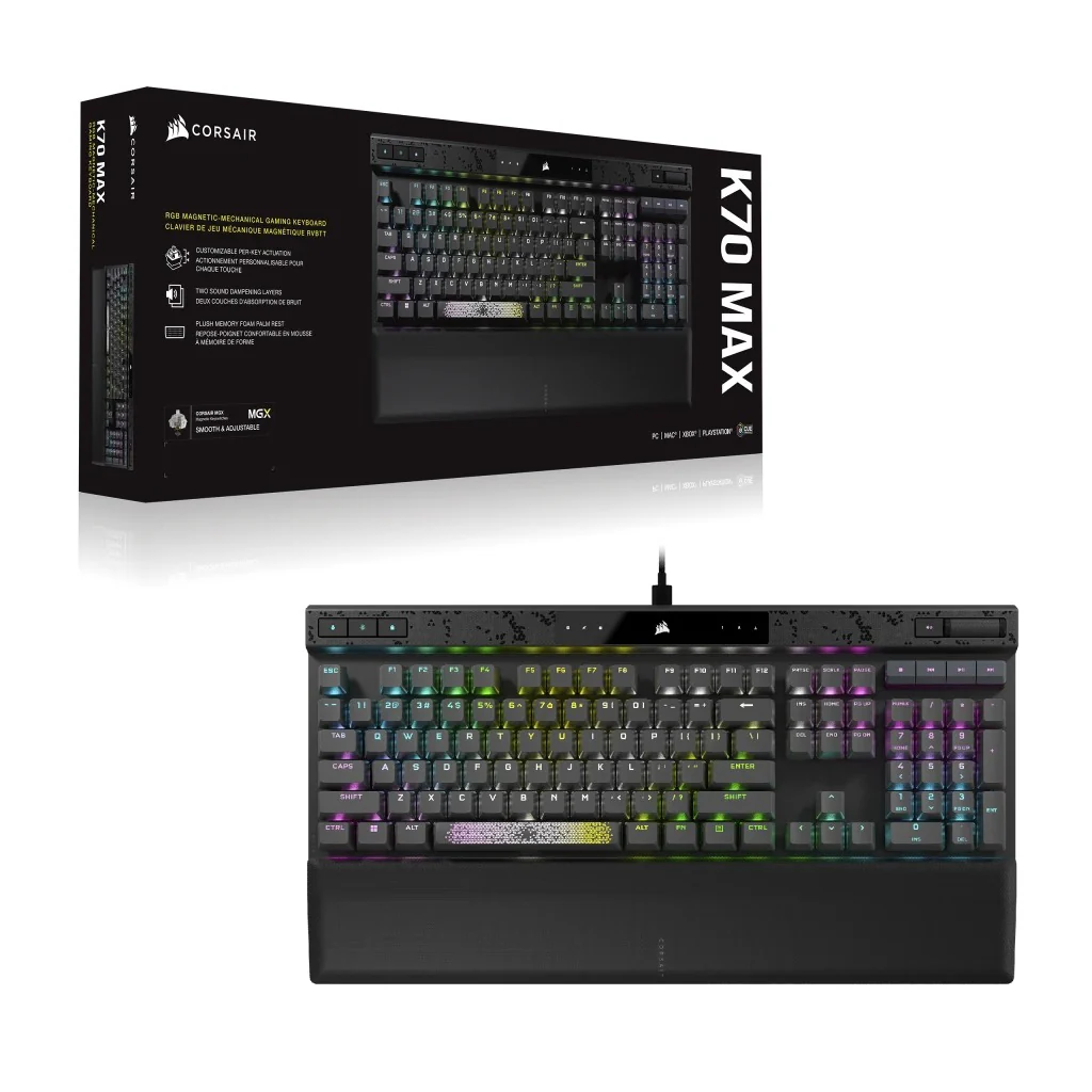 Corsair K70 Max RGB Magnetic-Mechanical Gaming Keyboard (Steel Grey) (Adjustable MGX Switches) - Image 10