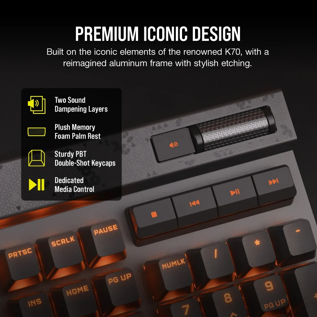 Corsair K70 Max RGB Magnetic-Mechanical Gaming Keyboard (Steel Grey) (Adjustable MGX Switches) - Image 11