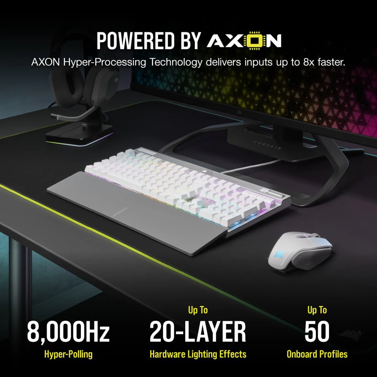 CORSAIR K70 RGB PRO Optical-Mechanical Gaming Keyboard with PBT Double Shot Pro Keycaps (White) - Image 9