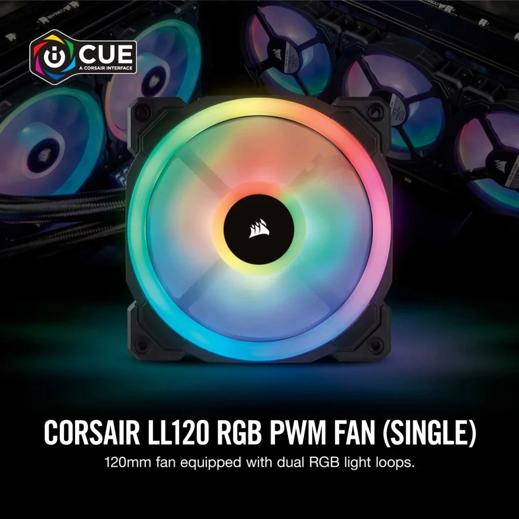 Corsair LL120 RGB 120MM Dual Light Loop LED PWM Fan (Black) (Single Pack) - Image 2