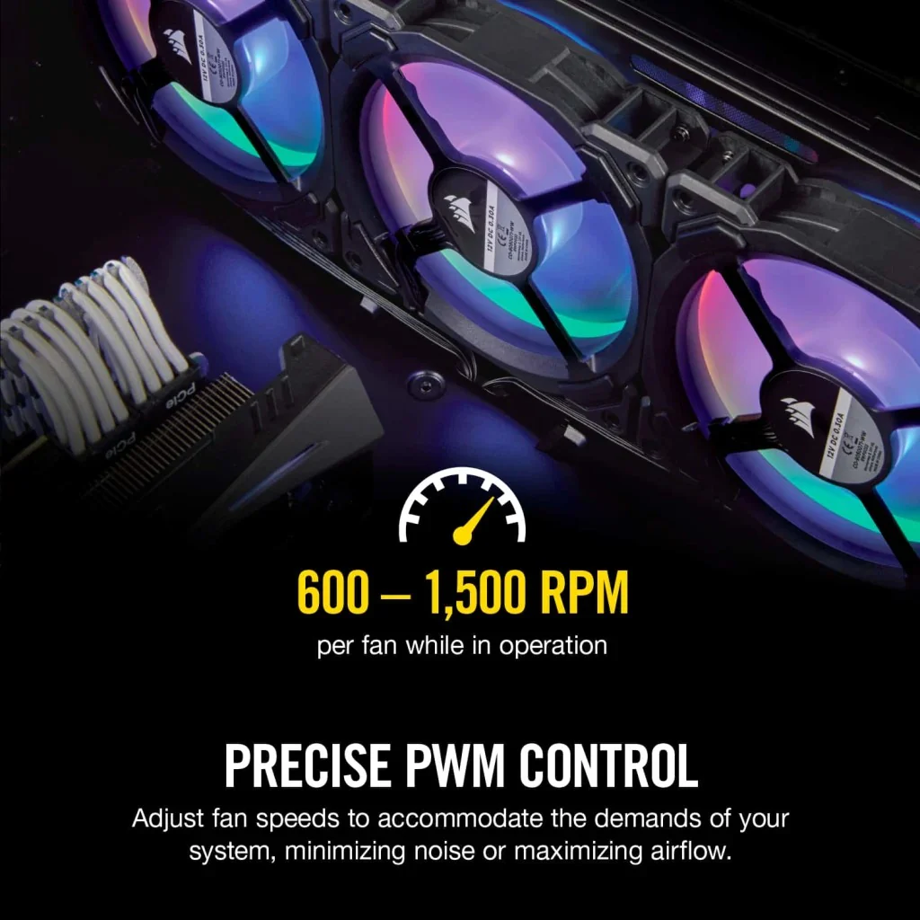 Corsair LL140 RGB 140MM Dual Light Loop LED PWM Fan With Lighting Node (Black) (Twin Pack) - Image 6