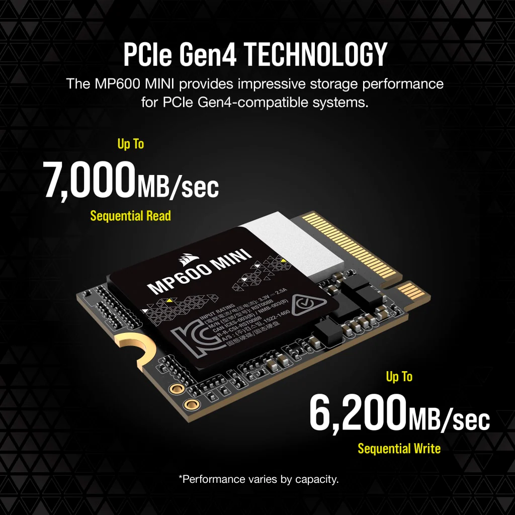Corsair MP600 Mini 1TB PCIe Gen4 X4 NVME M.2 2230 SSD (CSSD-F1000GBMP600MNR2) - Image 8
