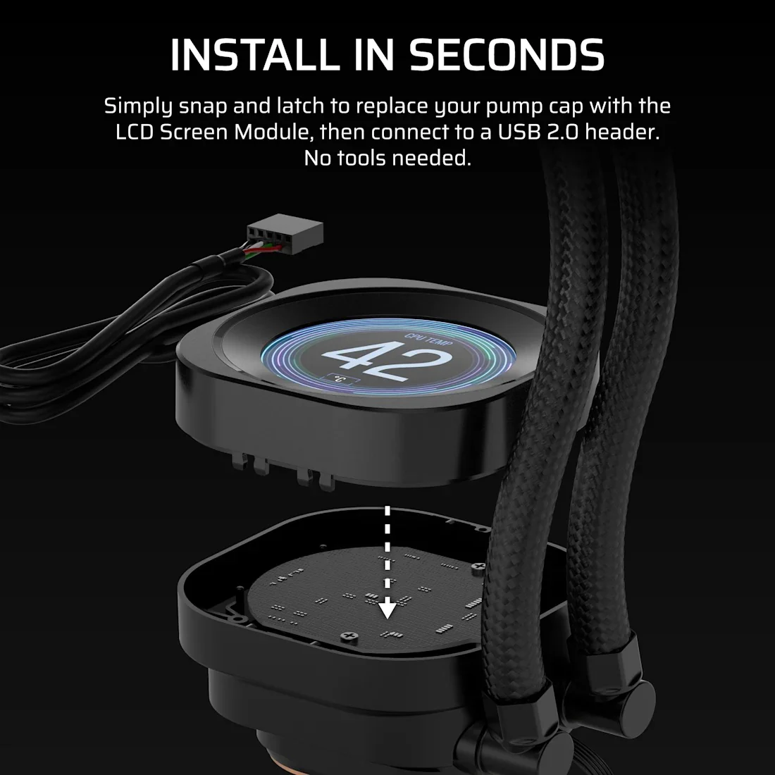 Corsair Nautilus RS LCD Screen Module for Nautilus RS Liquid CPU Coolers (Black, White) - Image 5