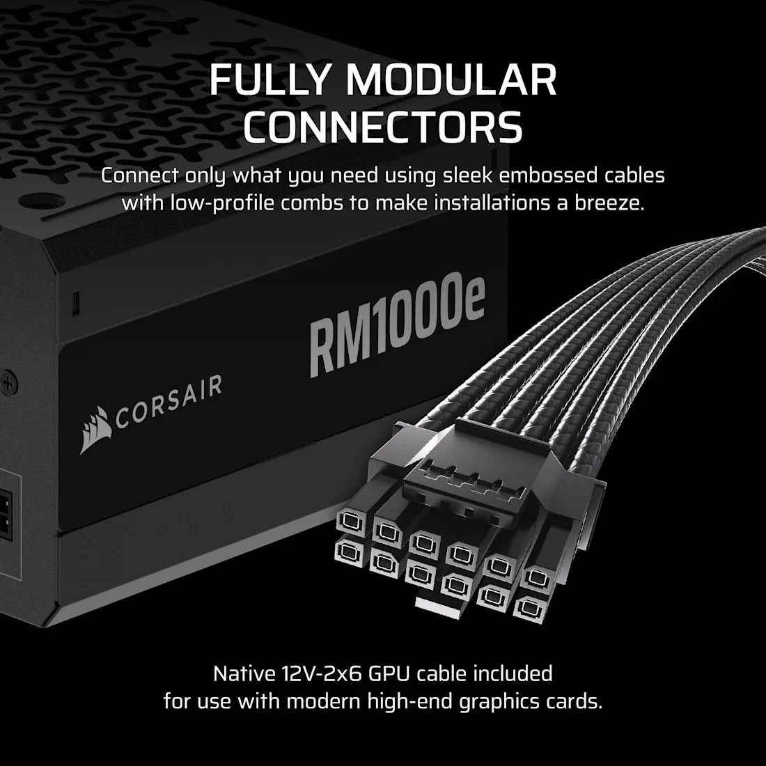 Corsair RMe Series RM1000e Fully Modular Low-Noise ATX Power Supply (CP-9020297-NA) - Image 9