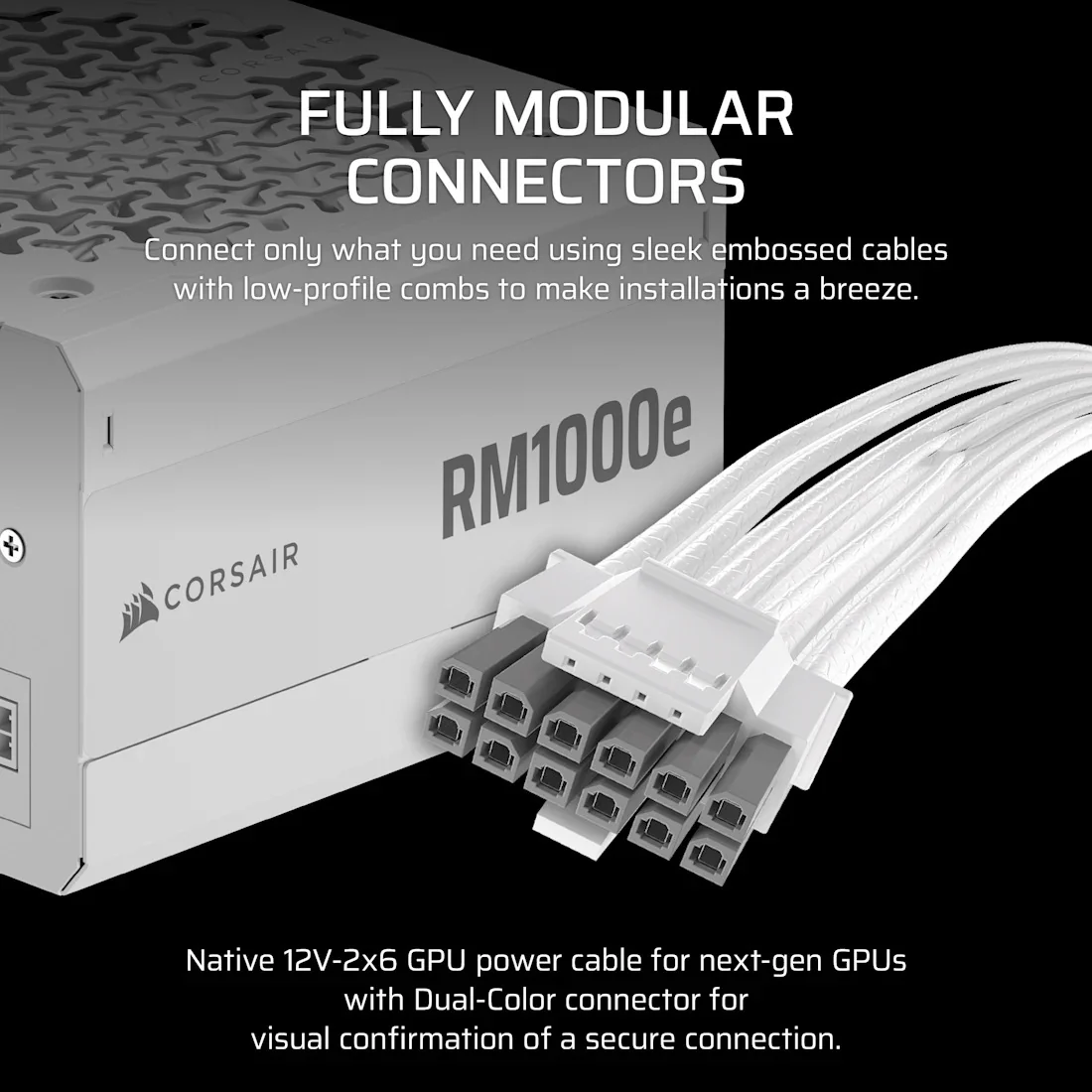 Corsair RMe Series RM1000e - Fully Modular Low-Noise ATX Power Supply (White) (CP-9020294-NA) - Image 6