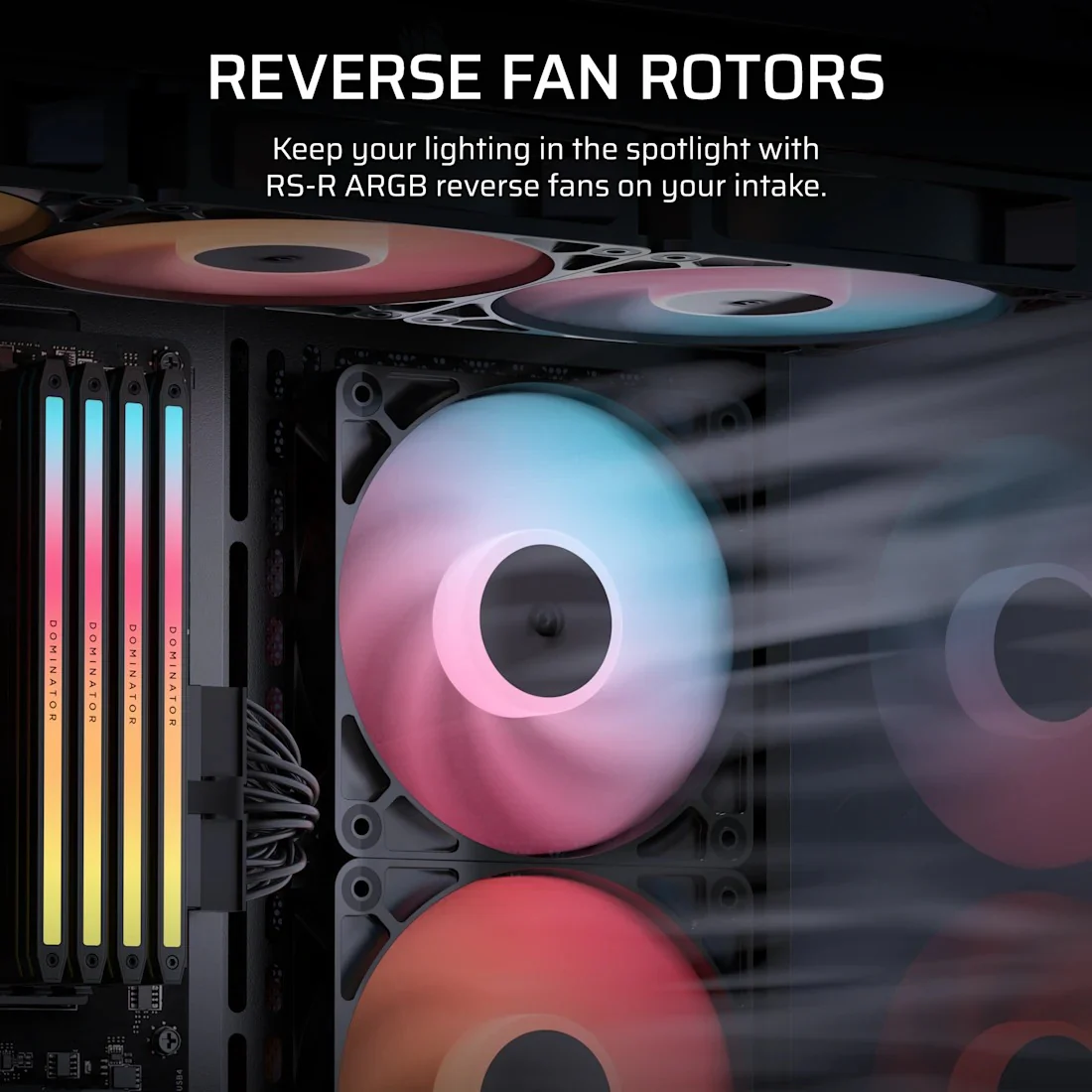 Corsair RS120-R ARGB 120mm PWM Reverse Fan - Triple Pack (Black, White) - Image 4