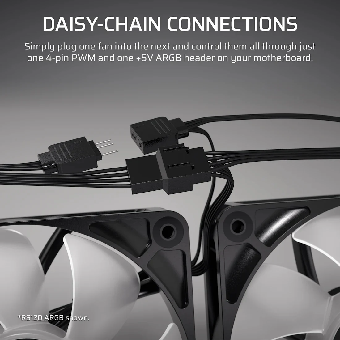 Corsair RS120-R ARGB 120mm PWM Reverse Fan - Triple Pack (Black, White) - Image 6