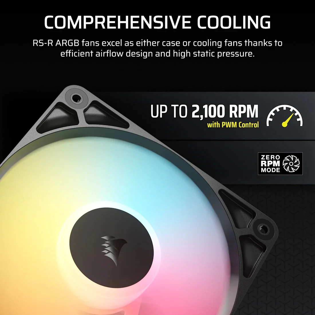 Corsair RS120-R ARGB 120mm PWM Reverse Fan - Triple Pack (Black, White) - Image 7