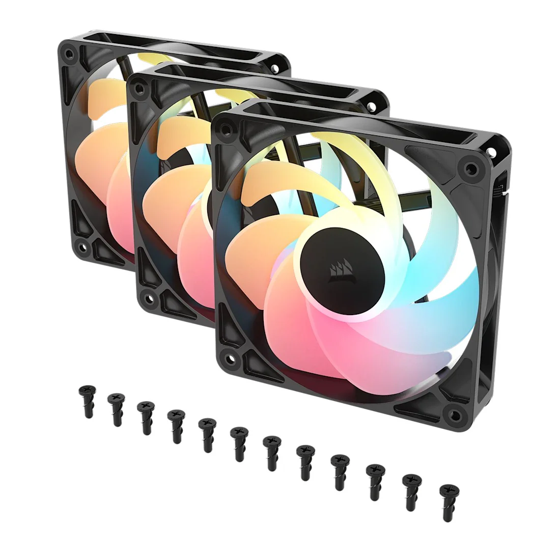 Corsair RS120-R ARGB 120mm PWM Reverse Fan - Triple Pack (Black, White) - Image 9