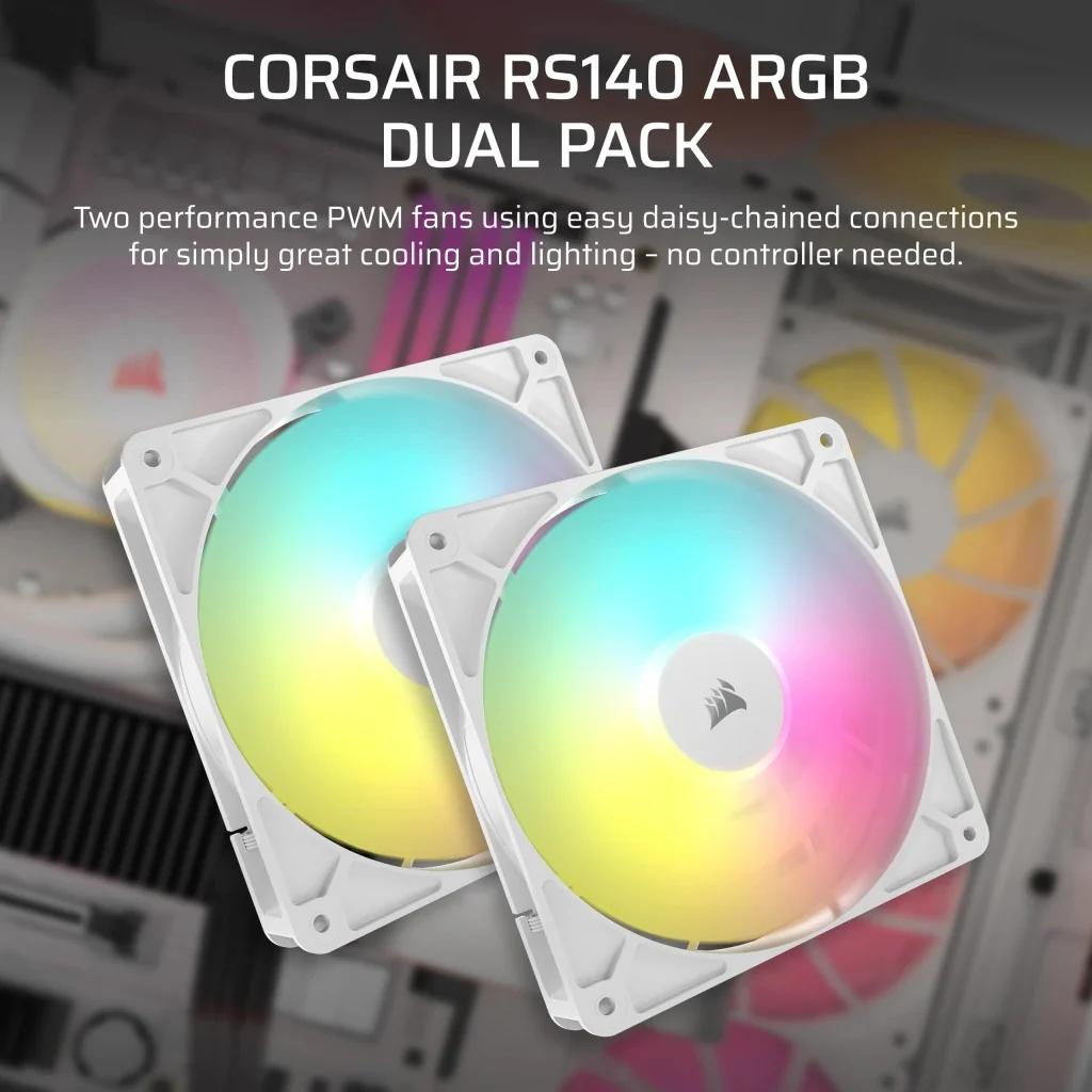 Corsair RS140 ARGB 140mm PWM Fan - White (Dual Pack) (CO-9050187-WW) - Image 5