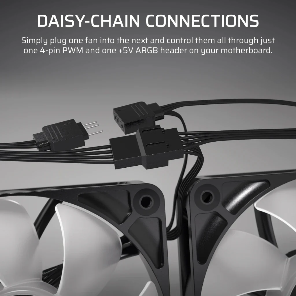 Corsair RS140 ARGB 140mm PWM Fan - White (Dual Pack) (CO-9050187-WW) - Image 7