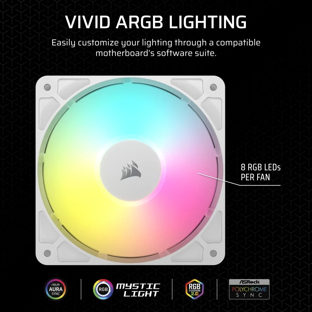 Corsair RS120 ARGB 120mm PWM Fan - White (Single Pack) (CO-9050184-WW) - Image 7