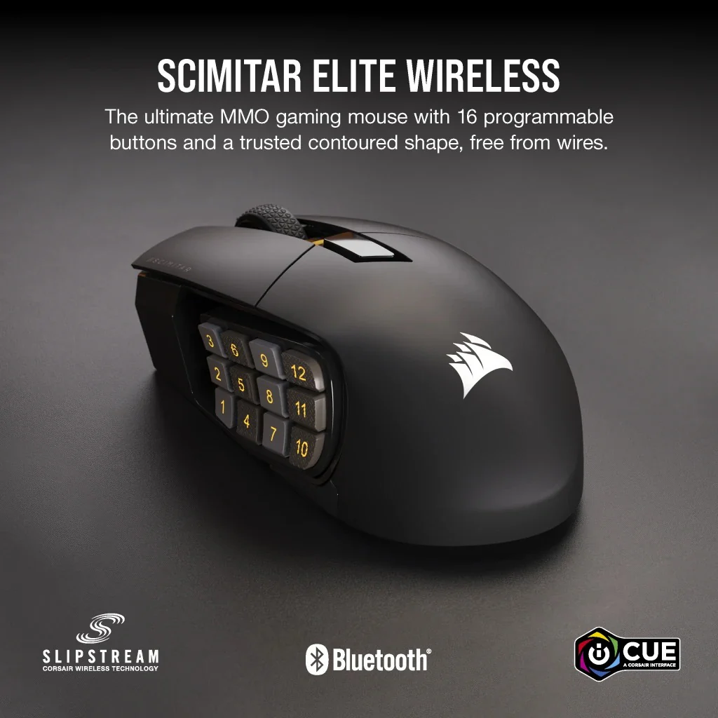 Corsair Scimitar Elite Wireless MMO Gaming Mouse (CS-CH-9314311-AP) - Image 7