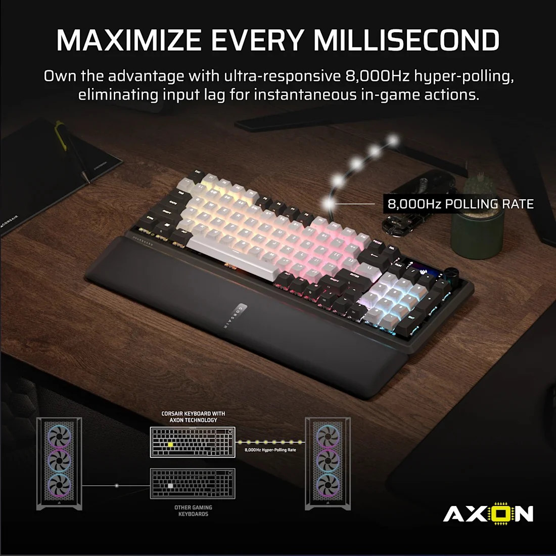 Corsair Vanguard 96 Mechanical Gaming Keyboard with Wobble-Free Hot-Swappable MLX Pulse Switches (Black/White) (CH-91E921I-NA) - Image 3