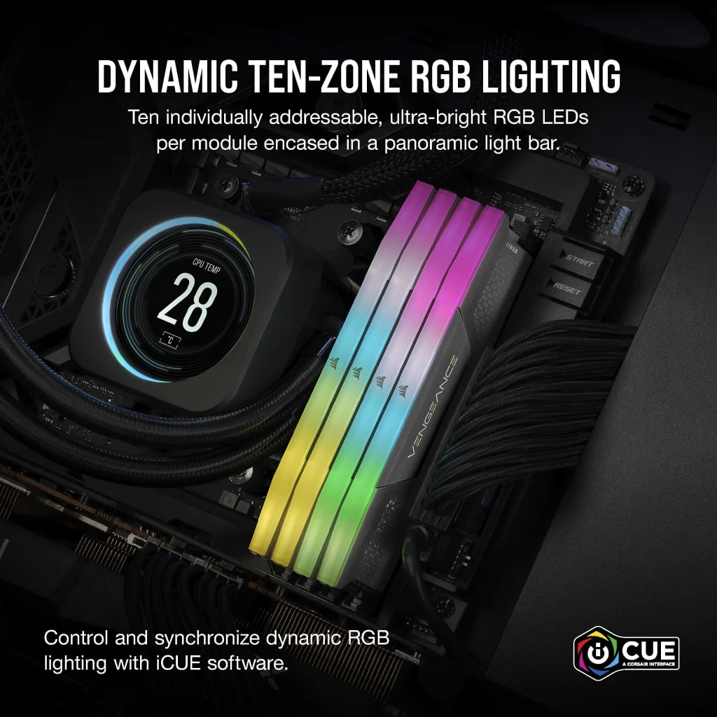 Corsair Vengeance RGB 32GB (2x16GB) DDR5 DRAM 6000MHz CL36 AMD Expo & Intel XMP Memory Kit (CMH32GX5M2E6000Z36) - Image 5