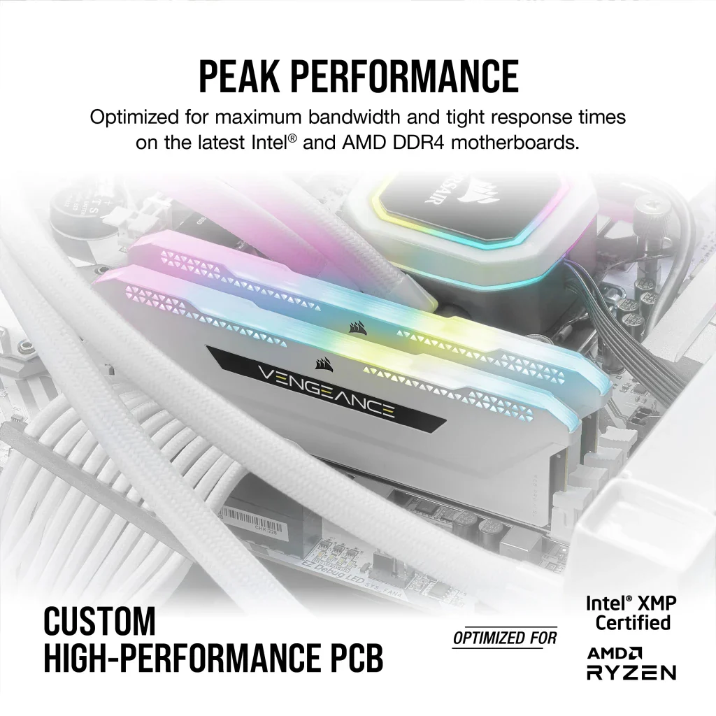 Corsair Vengeance RGB Pro SL 32GB (2x16GB) DDR4 DRAM 3600MHz C18 Memory Kit - White (CMH32GX4M2D3600C18W) - Image 5