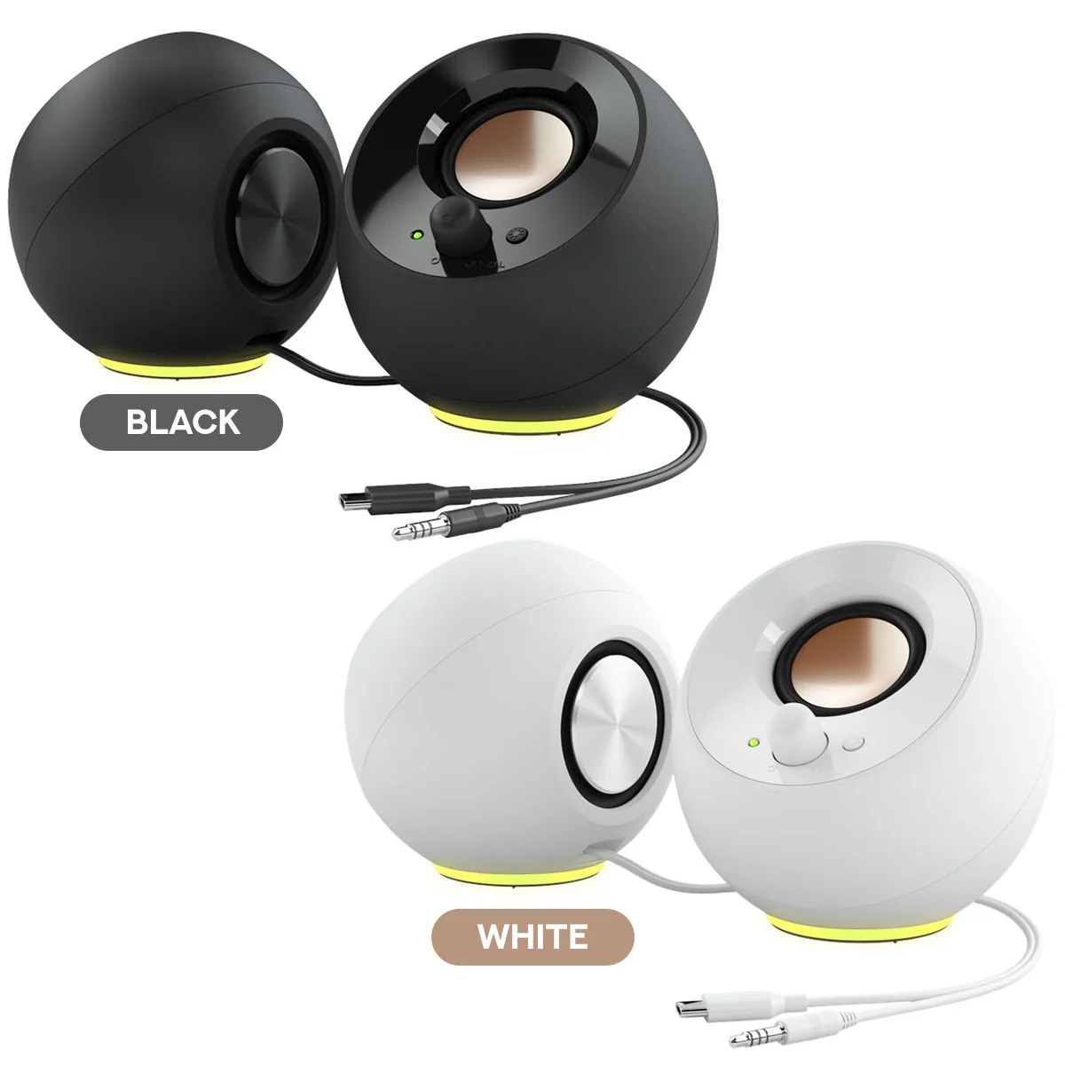 Creative Pebble SE Minimalist 2.0 USB-C Powered Desktop Speakers with RGB Lighting (Black, White)