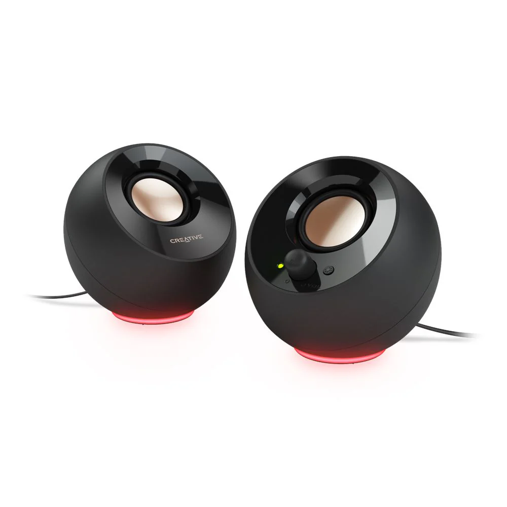 Creative Pebble SE Minimalist 2.0 USB-C Powered Desktop Speakers with RGB Lighting (Black, White) - Image 2