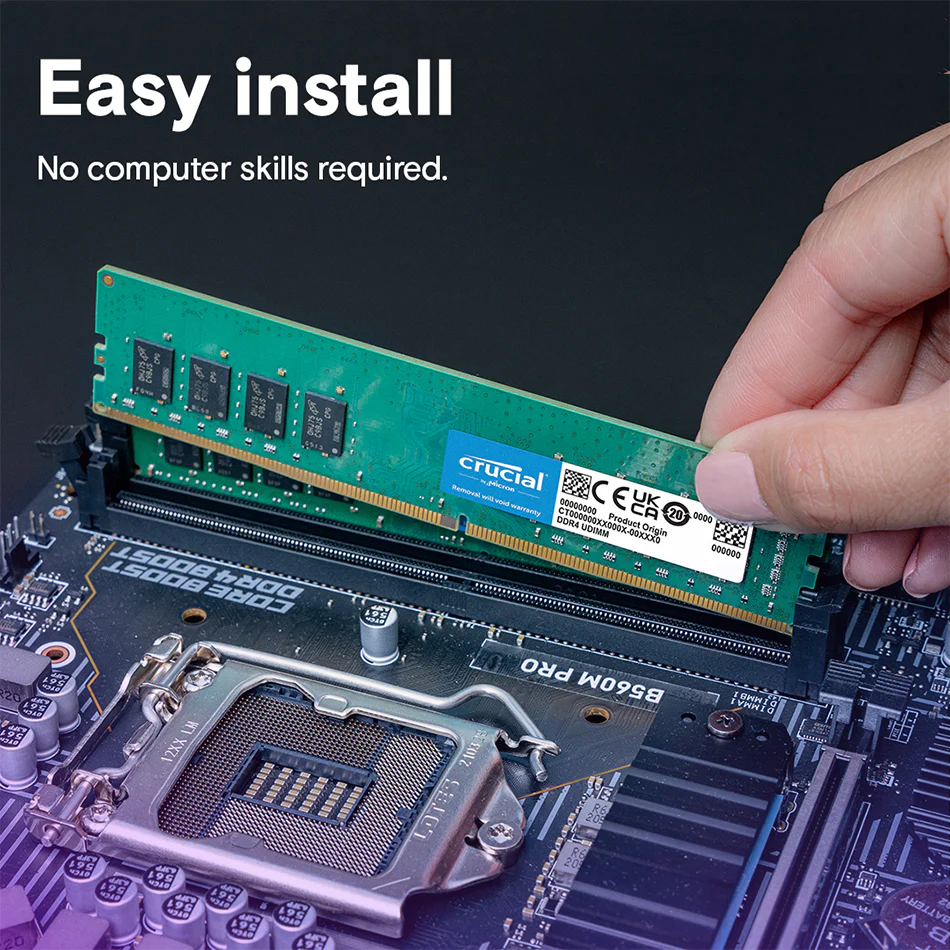 Crucial 8GB DDR4 2400MHz CL17 UDIMM Desktop Memory (CT8G4DFD824A) - Image 4
