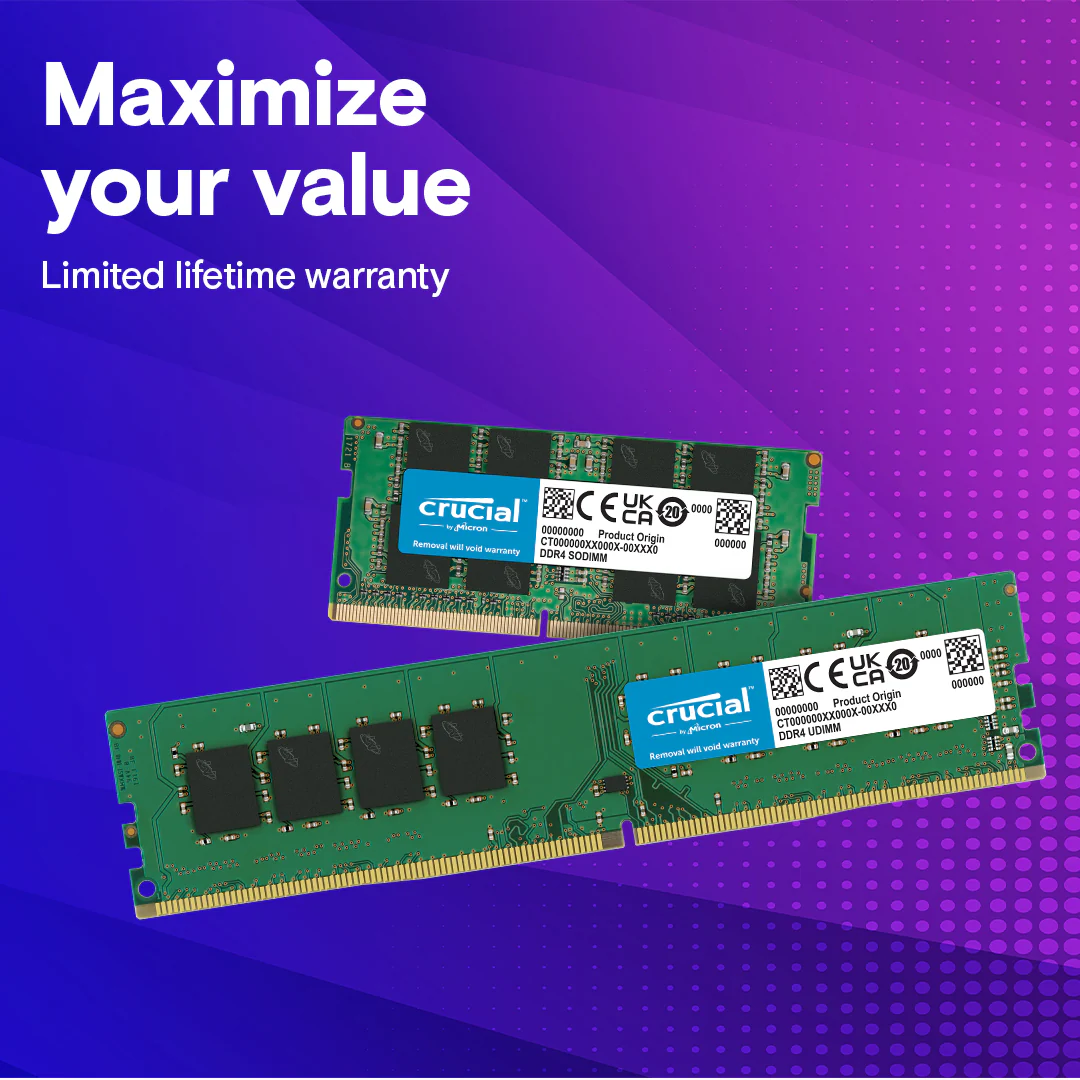 Crucial DDR4 3200 MHz CL22 UDIMM Desktop Memory (8GB, 16GB) - Image 5