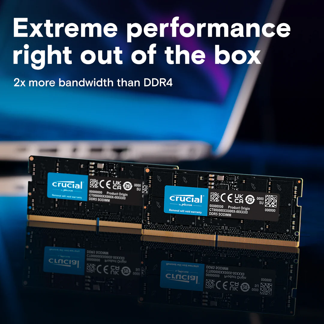 Crucial DDR5 5600MHz CL46 SODIMM Laptop Memory (8GB, 16GB, 32GB, 48GB) - Image 2