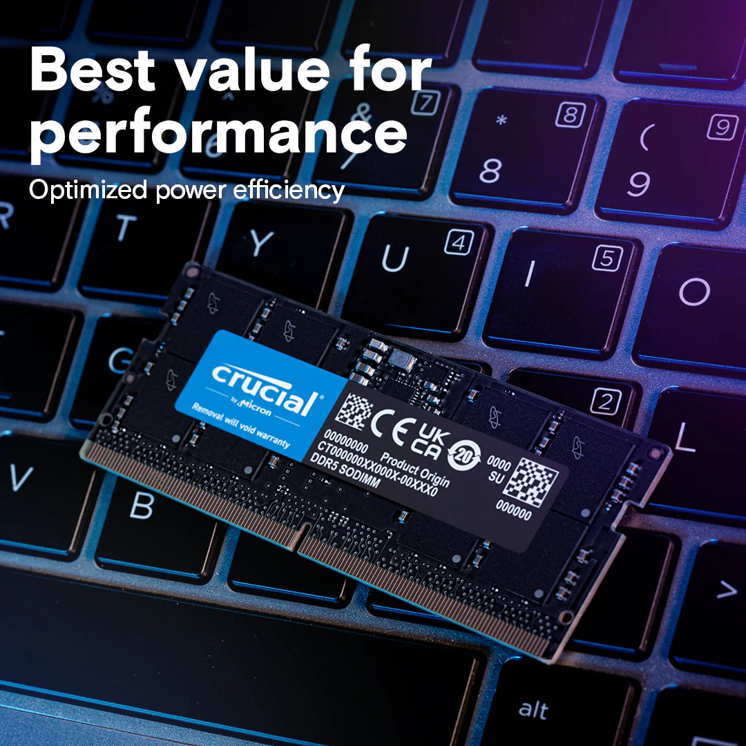 Crucial DDR5 5600MHz CL46 SODIMM Laptop Memory (8GB, 16GB, 32GB, 48GB) - Image 5