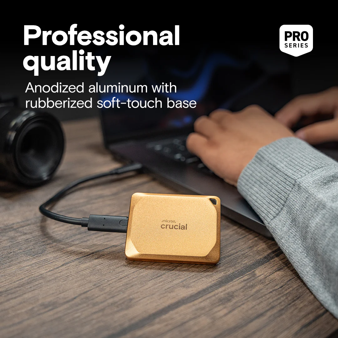 Crucial X10 Pro USB 3.2 Gen-2x2 (20Gb/s) 2100MB/s Read Type-C Portable SSD (Gold) (2TB, 4TB) - Image 4