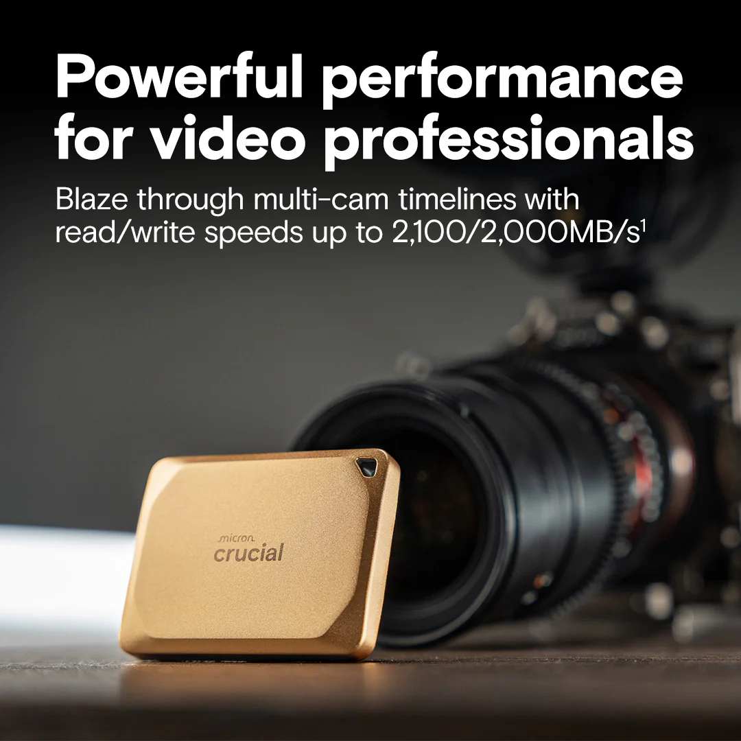 Crucial X10 Pro USB 3.2 Gen-2x2 (20Gb/s) 2100MB/s Read Type-C Portable SSD (Gold) (2TB, 4TB) - Image 5