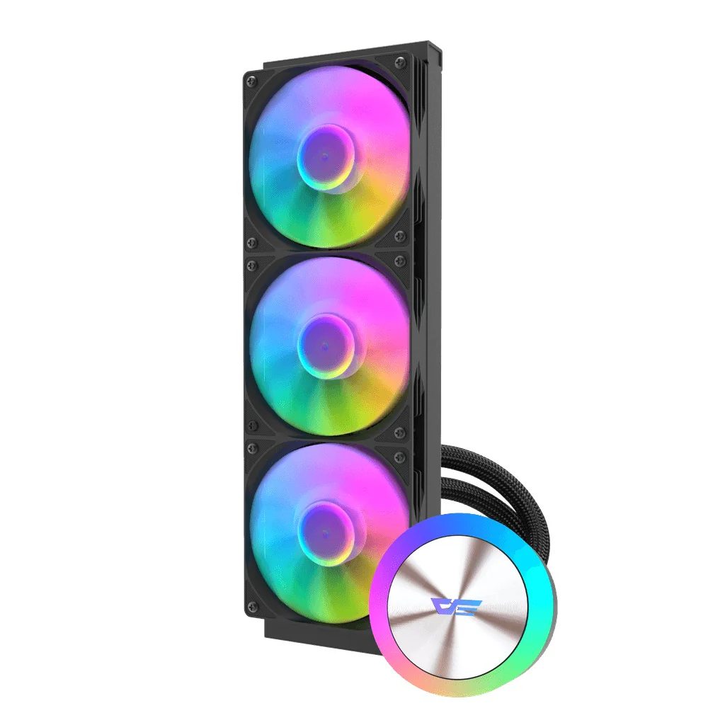 DarkFlash AquaGlow DG360 ARGB AIO 360mm Liquid CPU Cooler (Black, White) - Image 3