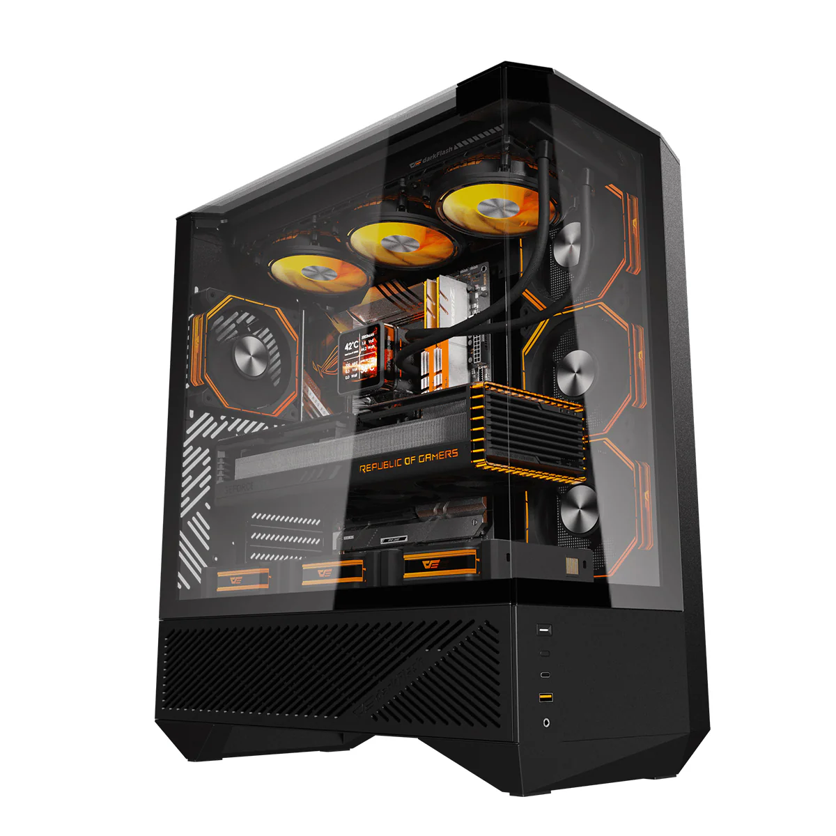 DarkFlash Arcee DY460 TG Side Panel ATX Luxury PC Case (Black, White) - Image 11