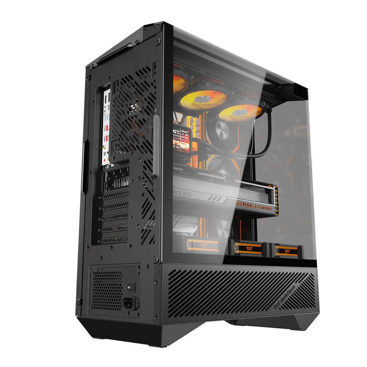 DarkFlash Arcee DY460 TG Side Panel ATX Luxury PC Case (Black, White) - Image 12