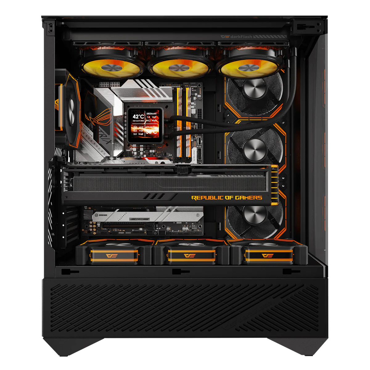 DarkFlash Arcee DY460 TG Side Panel ATX Luxury PC Case (Black, White) - Image 15