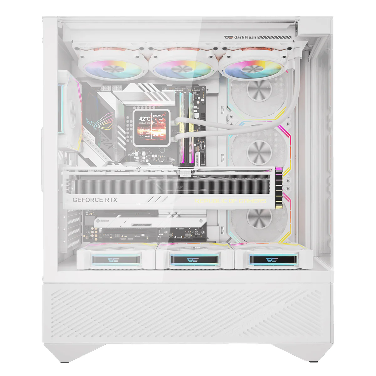 DarkFlash Arcee DY460 TG Side Panel ATX Luxury PC Case (Black, White) - Image 27