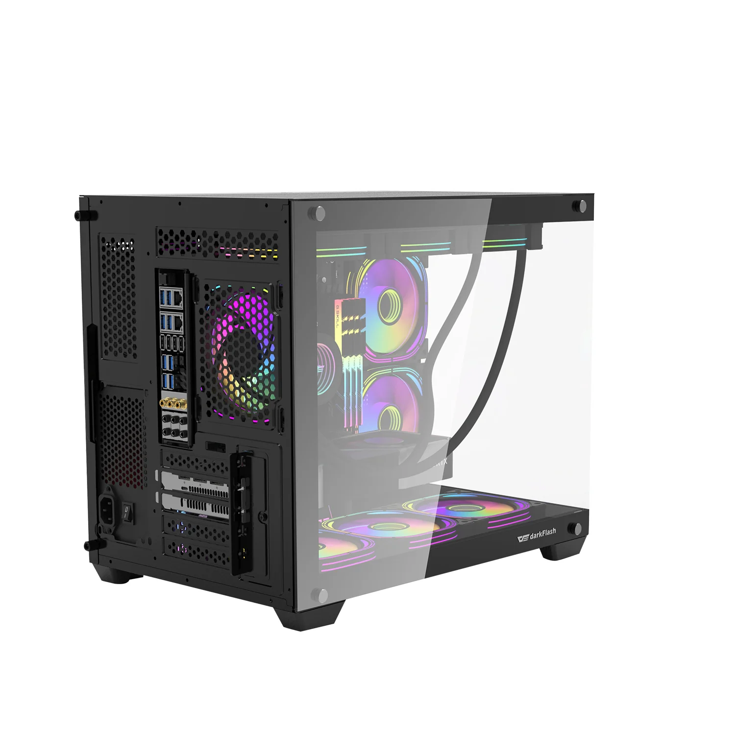 DarkFlash C285MP Exquisite M-ATX PC Case Tempered Glass Panoramic Side Transparent (Black) - Image 10