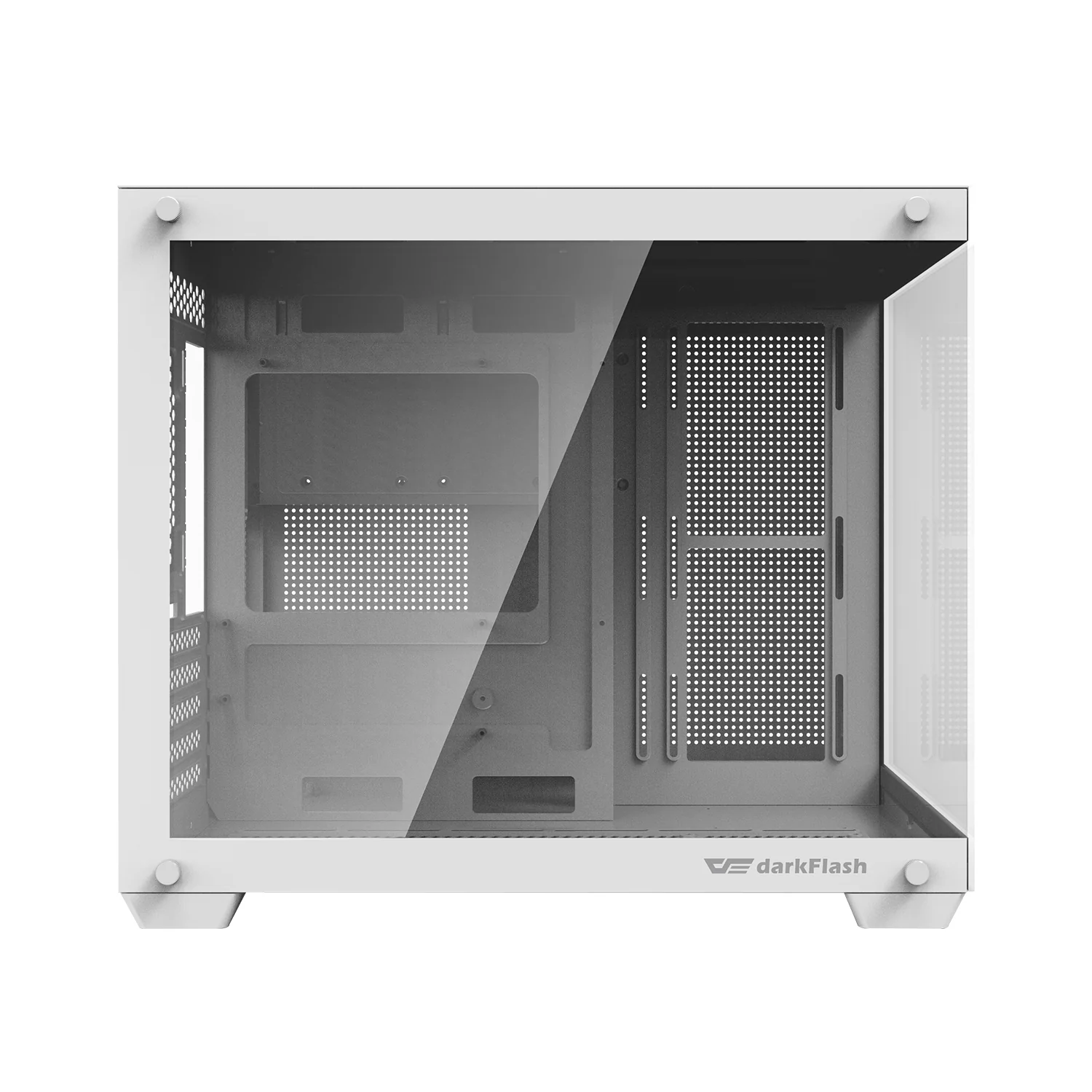 DarkFlash C285MP Exquisite M-ATX PC Case Tempered Glass Panoramic Side Transparent (White) - Image 3