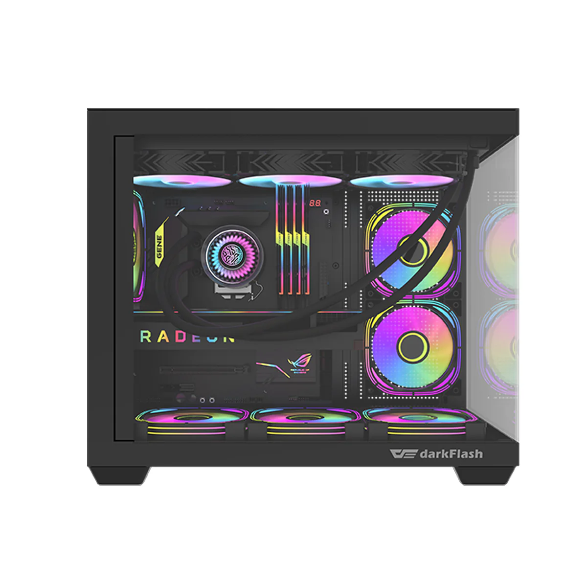 DarkFlash C285MP V2 Exquisite mATX PC Case Tempered Glass Panoramic Side Transparent (Black) - Image 4