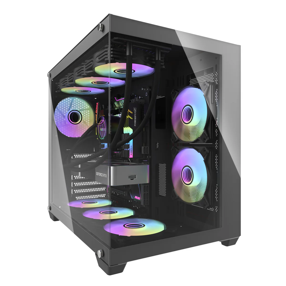 Darkflash C285P Tempered Glass Side Panel Dual Chamber ATX PC Case (Black) - Image 15