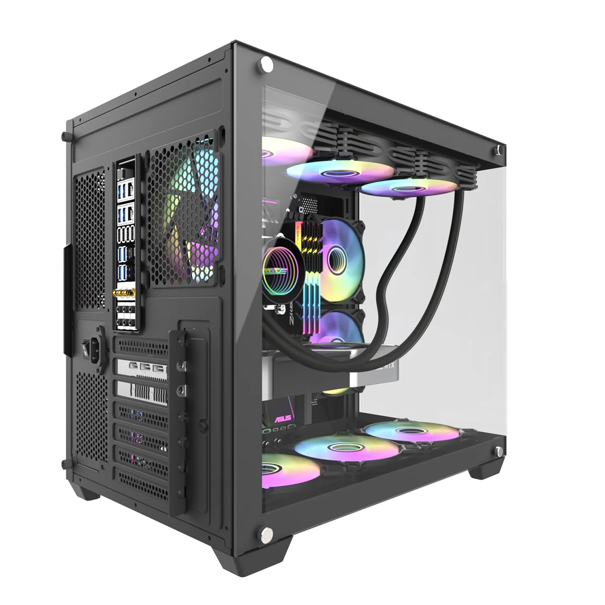 Darkflash C285P Tempered Glass Side Panel Dual Chamber ATX PC Case (Black) - Image 17