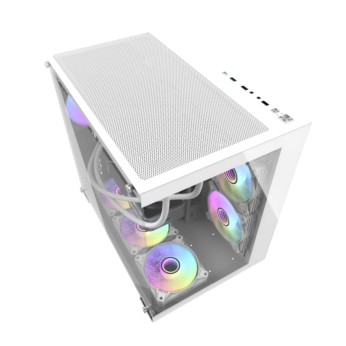 Darkflash C285P Tempered Glass Side Panel Dual Chamber ATX PC Case (White) - Image 13