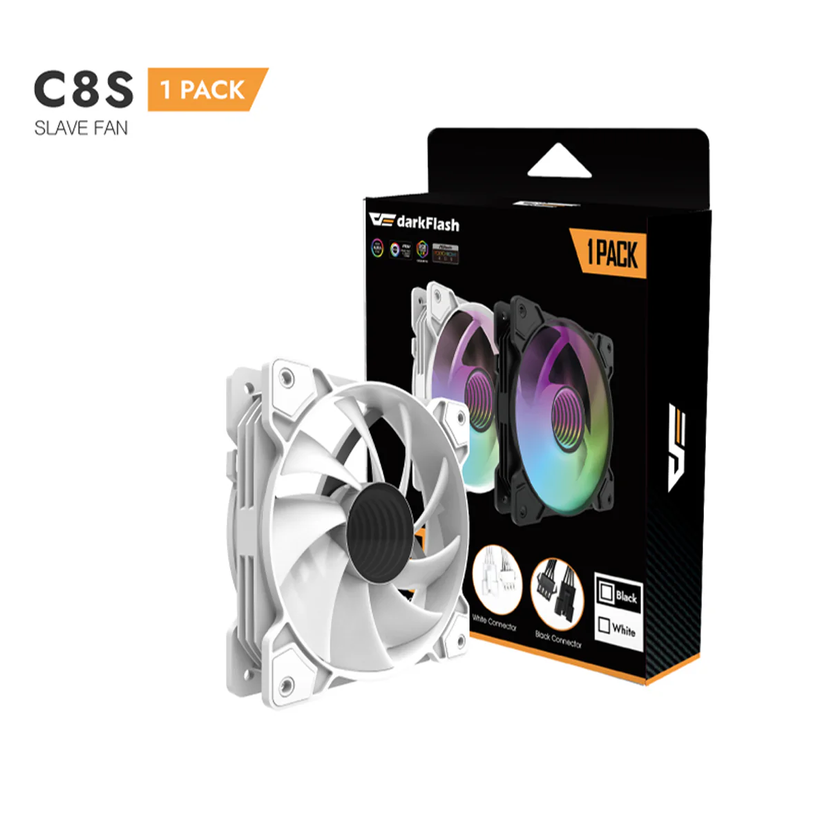 DarkFlash C8S ARGB Cooling Case Fan - 1 Pack (Black, White) - Image 15