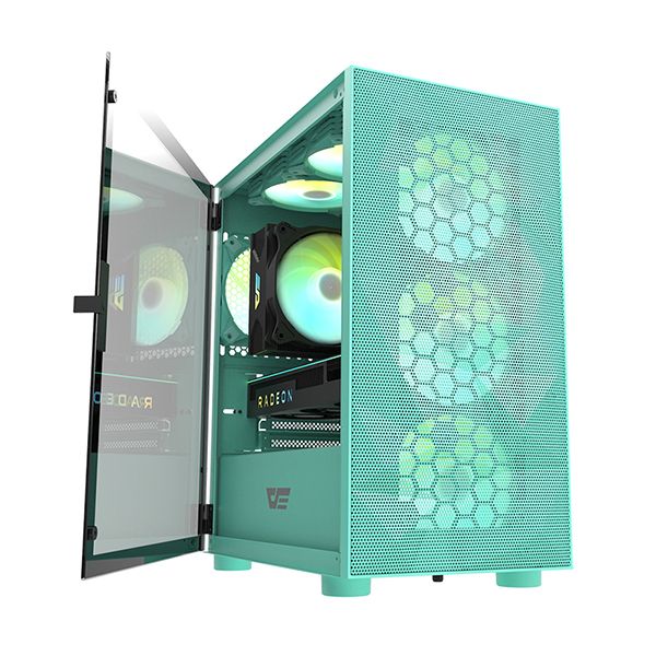 Darkflash DLM 21 Mesh mATX PC Gaming Case (Neo Mint) - Image 8