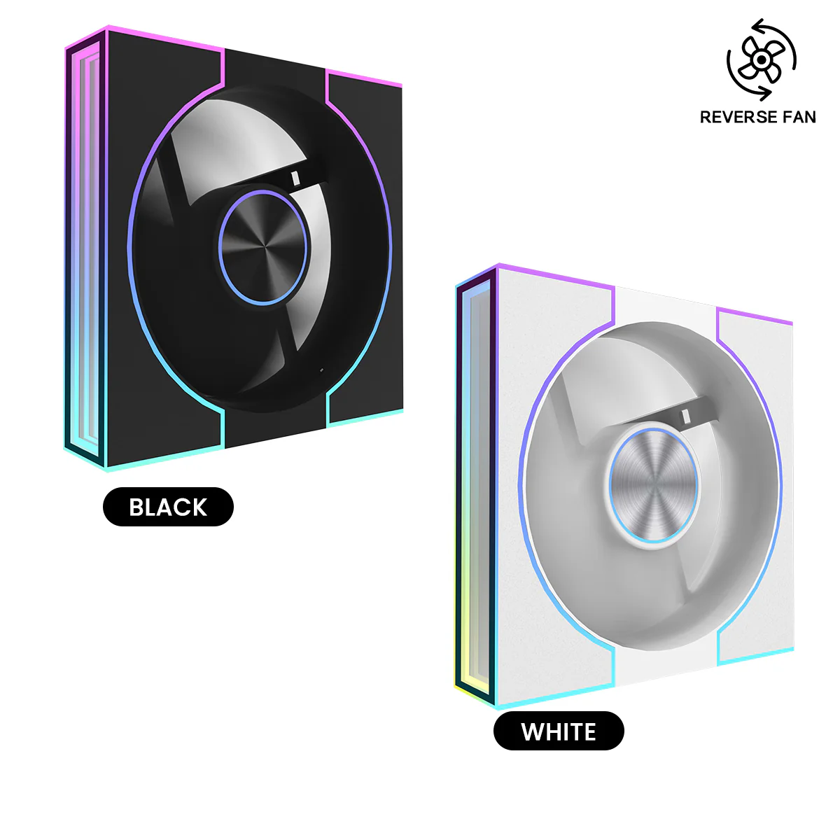 DarkFlash DM8R 1-Pack SE Reverse Blade ARGB Cooling Fan (Black, White)