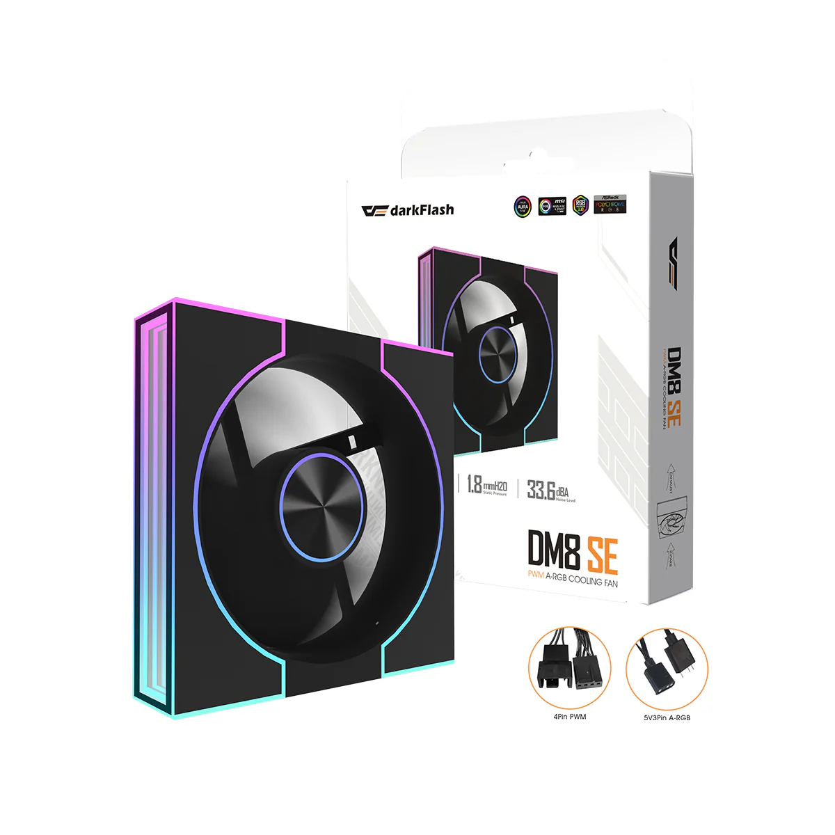 DarkFlash DM8R 1-Pack SE Reverse Blade ARGB Cooling Fan (Black, White) - Image 13