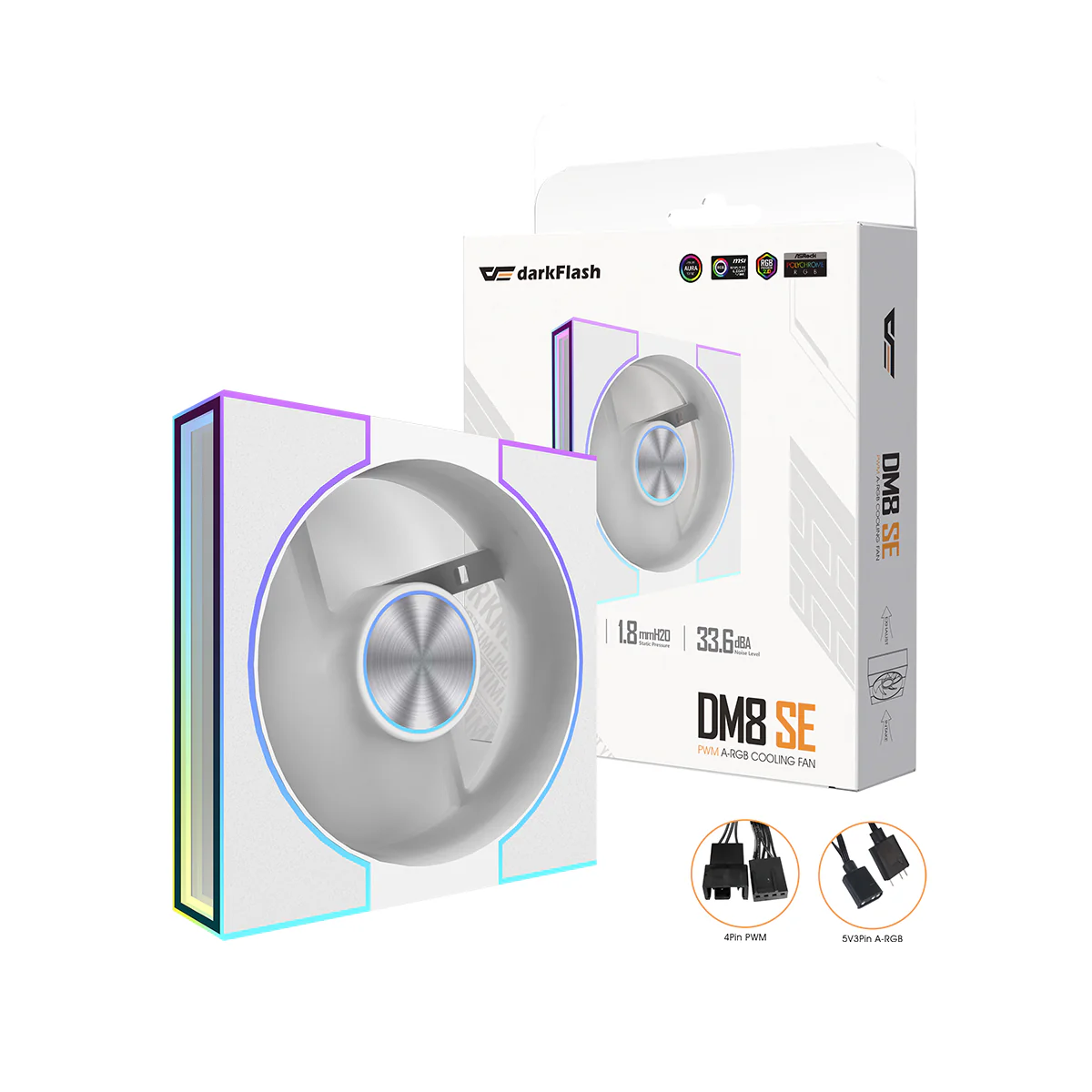 DarkFlash DM8R 1-Pack SE Reverse Blade ARGB Cooling Fan (Black, White) - Image 24