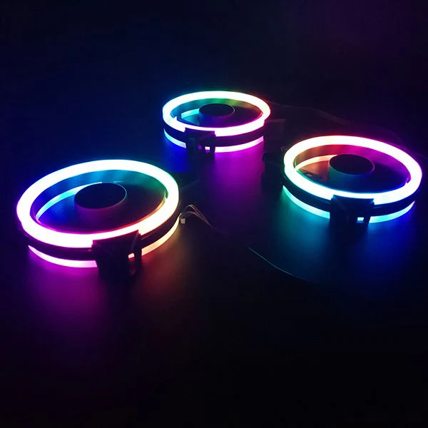 Darkflash DR12 Pro ARGB 120MM Double Ring RGB Cooling Fan With Controller (3-Pack) - Image 4