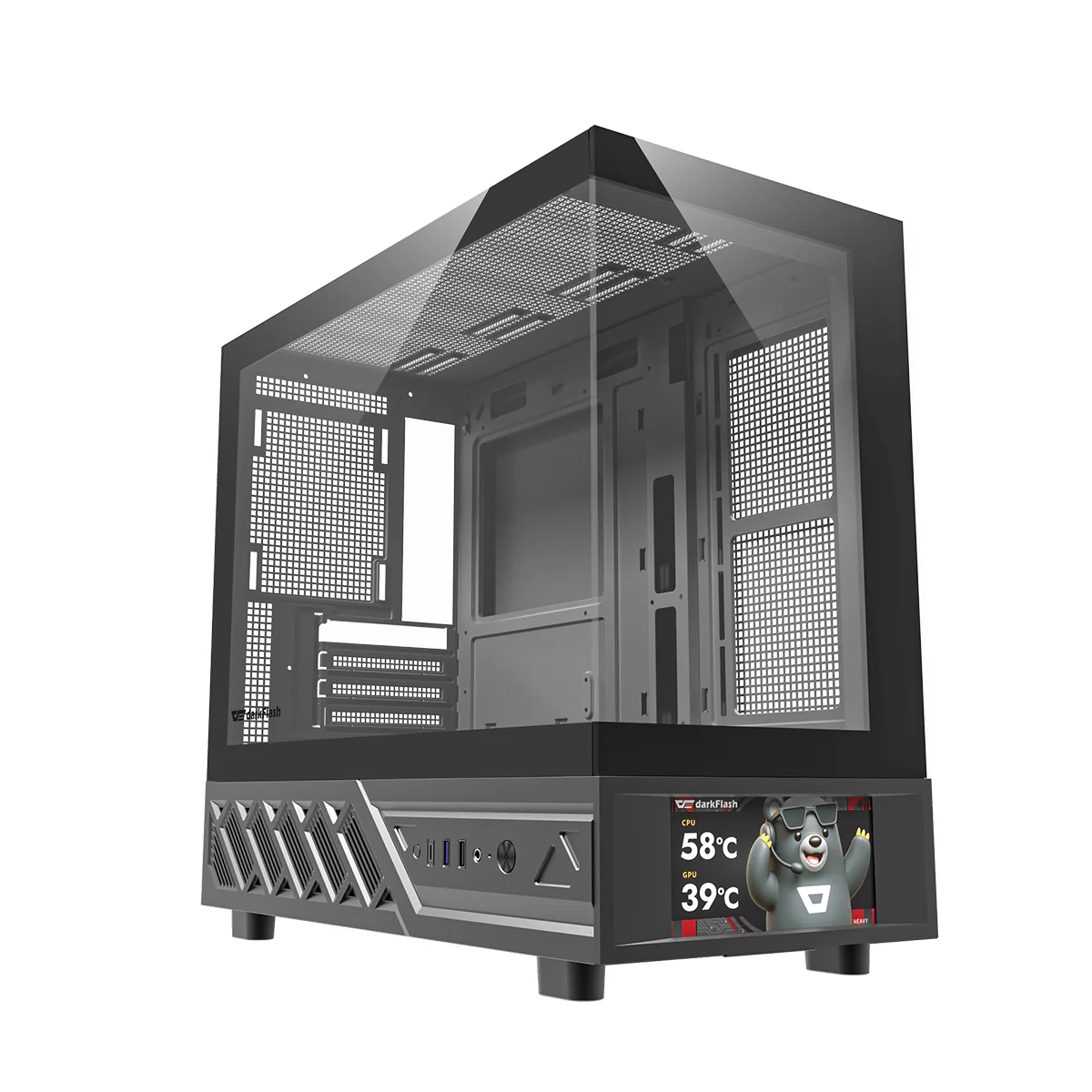 DarkFlash DS950MV M-ATX Glass PC Case with 6" IPS Customizable Display (Black, White) - Image 12